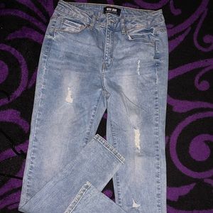 Medium wash distress jeans